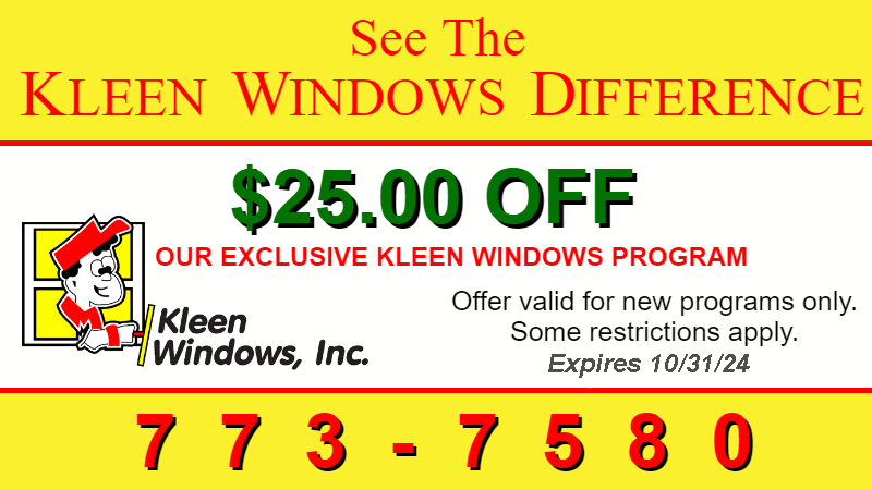coupon for $25 off Kleen Window service